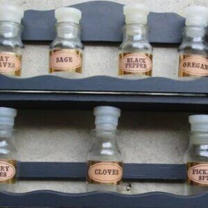 Vintage  Set of 7 Apothecary glass Spice jars Japan